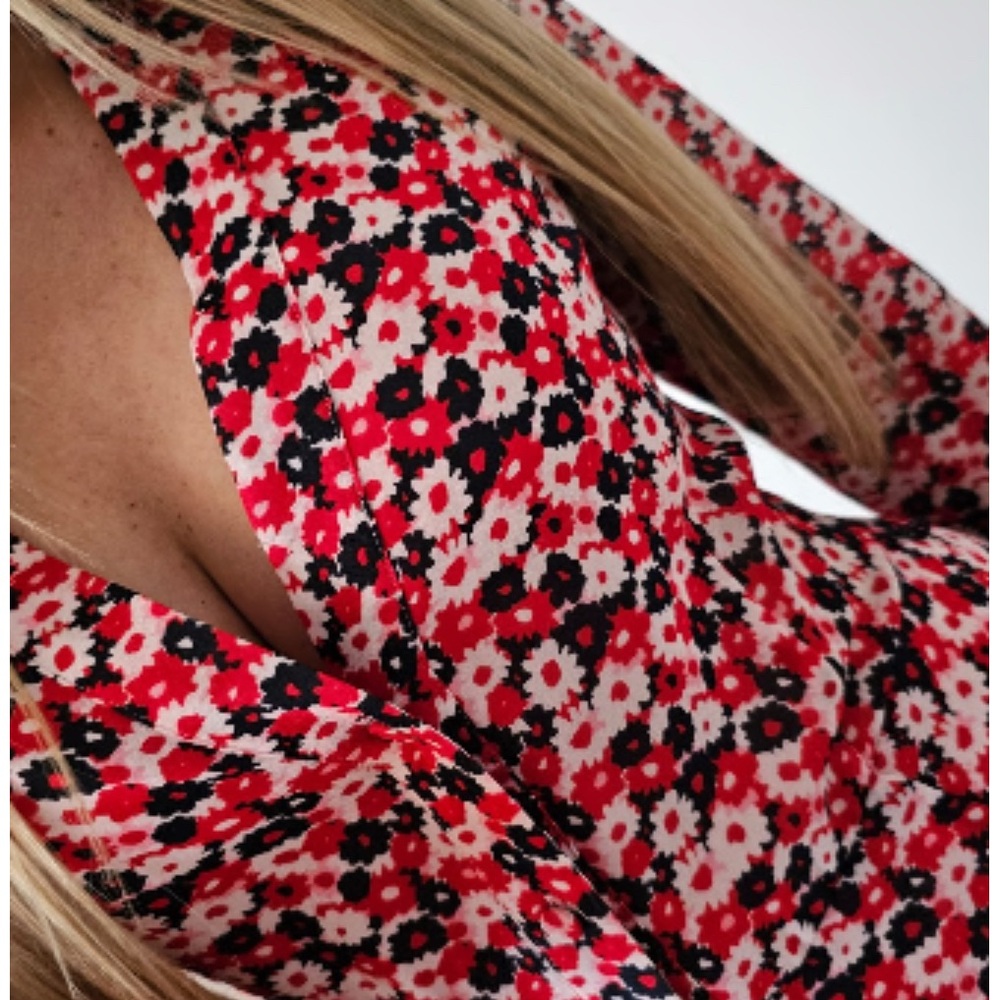MICHAEL Michael Kors Red and Black Floral Dress Xxs - Picture 3 of 5
